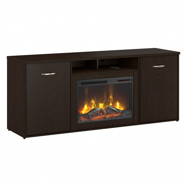 BUSH INDUSTRIES INC. SRC160MR Bush Business Furniture Series C 72inW Office Storage Cabinet With Doors And Electric Fireplace, Mocha Cherry, Standard Delivery