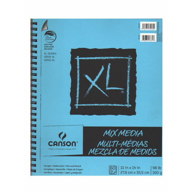 WINSOR & NEWTON 100510929-2 Canson XL Mix Media Pads, 11in x 14in, 60 Sheets, Pack Of 2 WINSOR & NEWTON 100510929-2 Canson XL Mix Media Pads, 11in x 14in, 60 Sheets, Pack Of 2