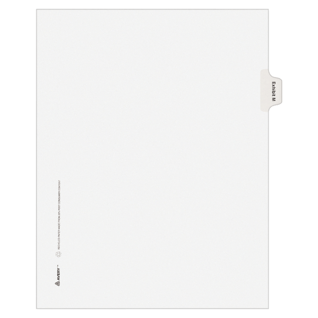 AVERY PRODUCTS CORPORATION Avery 82119  Allstate-Style 30% Recycled Collated Legal Exhibit Dividers, 8 1/2in x 11in, White Dividers/White Tabs, EXHIBIT M, Pack Of 25 Tabs