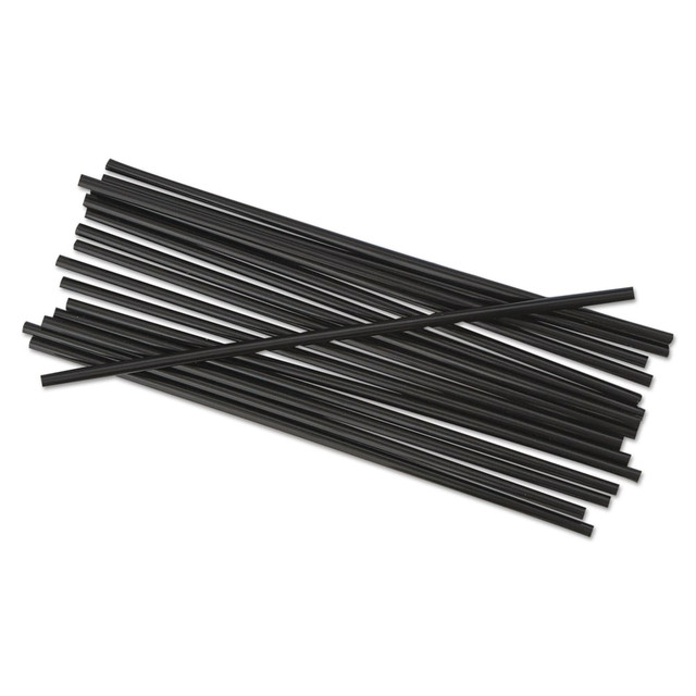 GEN BWKSTRU525B10 Boardwalk Single-Tube Stir Straws, 5 1/4in, Black, 1,000 Straws Per Pack, Carton Of 10 Packs