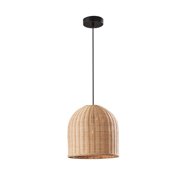 ADESSO INC 4330-26 Adesso Bahama Pendant Lamp, 12inH x 12inW, Tan Shade/Dark Bronze Base