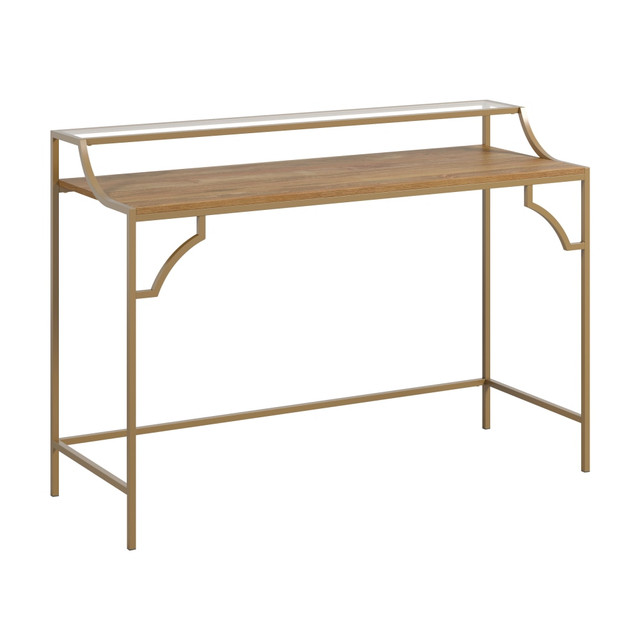 SAUDER WOODWORKING CO. 431300 Sauder International Lux 49inW Writing And Computer Desk, Sindoori Mango/Satin Gold