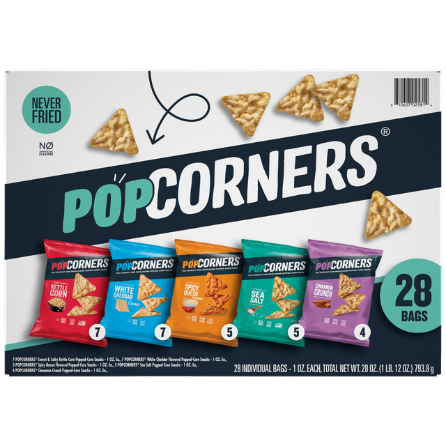 POPCORNERS 810607024510 4-Flavor Popped Corn Chips Snacks Variety Pack, Box Of 28 Bags POPCORNERS 810607024510 4-Flavor Popped Corn Chips Snacks Variety Pack, Box Of 28 Bags