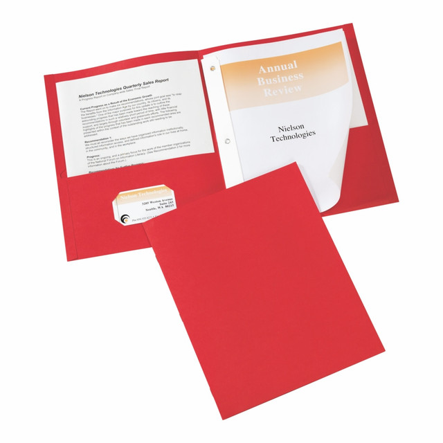 AVERY PRODUCTS CORPORATION 47979 Avery 2-Pocket Folders With Fasteners, Letter Size, Red, Pack Of 25 AVERY PRODUCTS CORPORATION 47979 Avery 2-Pocket Folders With Fasteners, Letter Size, Red, Pack Of 25