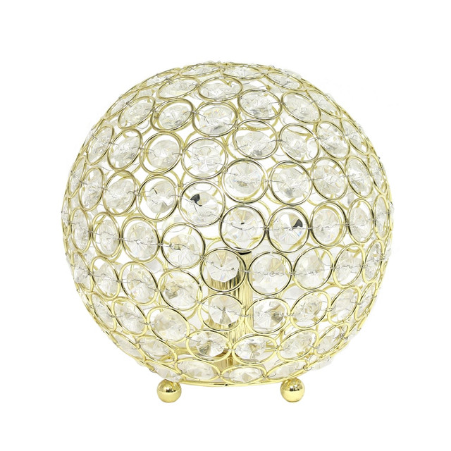 ALL THE RAGES INC LHT-3009-GL Lalia Home Elipse Glamorous Crystal Orb Table Lamp, 8inH, Gold