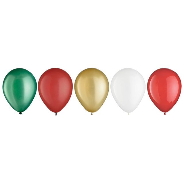 AMSCAN 110865  Traditional Christmas Latex Balloon Assortment, 5in, Assorted Colors, Pack Of 125 Balloons