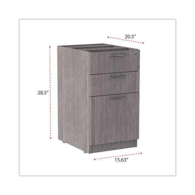 ALERA VA532822GY Alera Valencia Series Full Pedestal File, Left/Right, 3-Drawers: Box/Box/File, Legal/Letter, Gray, 15.63" x 20.5" x 28.5"