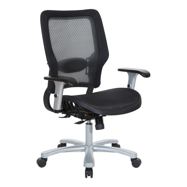 OFFICE STAR PRODUCTS 63-11A653R Office Star Space Seating 63 Series Ergonomic Air Grid Mid-Back Big And Tall Chair, Black/Silver OFFICE STAR PRODUCTS 63-11A653R Office Star Space Seating 63 Series Ergonomic Air Grid Mid-Back Big And Tall Chair, Black/Silver