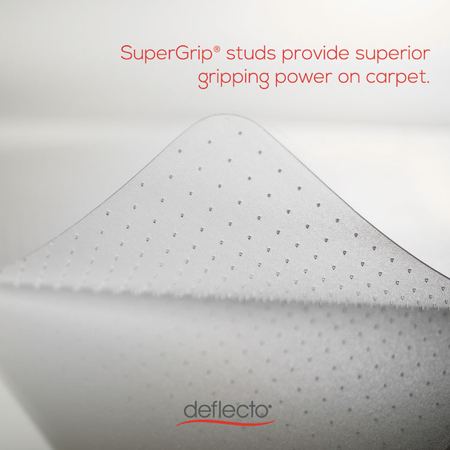 DEFLECTO CORPORATION CM11242PC Clear All Day Use Chair Mat for Flat to Extra-High/Plush Pile Carpeted Floors, Rectangular, Straight Edges, 45" x 53", Clear