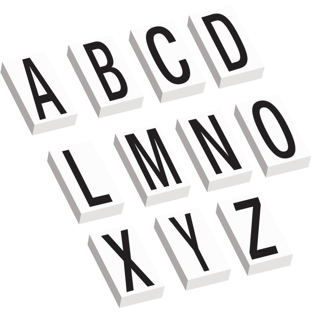 B O X MANAGEMENT, INC. DL9316 Partners Brand Vinyl Warehouse Labels, DL9316, Letters A - Z, 3 1/2in, Black/White, Case Of 1,300
