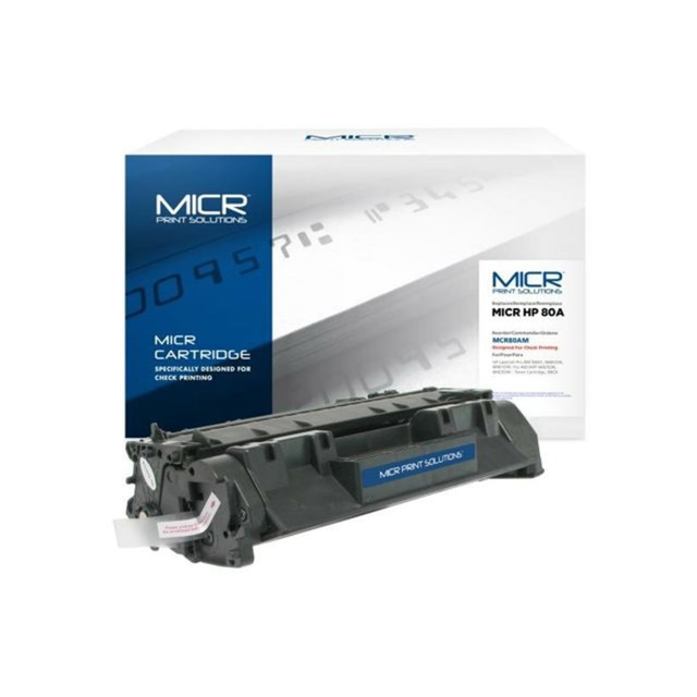 Compatible HP models: LaserJet Pro:  400 M401a,  400 M401d,  400 M401dn,  400 M401dne,  400 M401dw,  400 M401n,  400 MFP M425dn,  400 MFP M425dw.  . Compatible Troy Systems models: 401n Micr Secure, M401 Micr, M425 MFP Micr.  .  MICR Print Solutions are toner cartridges specifically created for banks to print checks. MICR, which stands for magnetic ink character recognition, is a technology that utilizes a special toner powder that provides added security to checks. Checks printed without MICR toner can be rejected by the bank when cashed, potentially resulting in a returned check fee. MICR Print Solutions product line offers high quality MICR toner cartridges for a variety of printers. Save money while not compromising on quality and security with MICR Print Solutions.  Available for top brands such as HP, Lexmark, IBM, and Xerox printers  Cost-saving alternative to TROY and Source Technologies MICR toner cartridges  Meet US and Canadian banking standards  Backed by a 100% Performance Guarantee  Comparable to the HP CF280A M cartridge.  Yields up to 2,700 pages.  Comparable to the original equipment manufacturer (OEM) in quality, page yield and reliability.  100% satisfaction guaranteed by the manufacturer.  Remanufactured - made from quality recovered cartridges, helping you save resources, reduce waste and potentially save money.  Recycling solution - designed to encourage recycling, helping you divert materials from landfill.