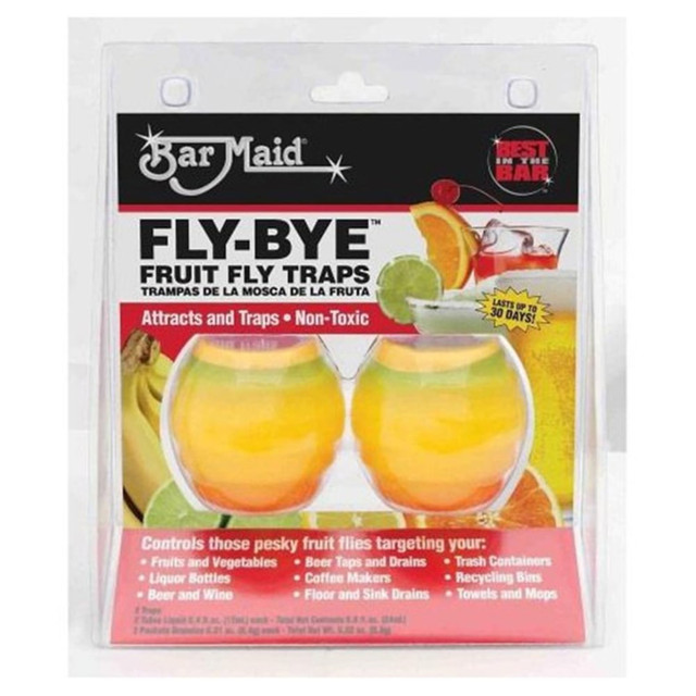 BAR MAID CORPORATION FLY-BYE Bar Maid Fruit Fly Traps, 10 Oz, Pack Of 2 Traps