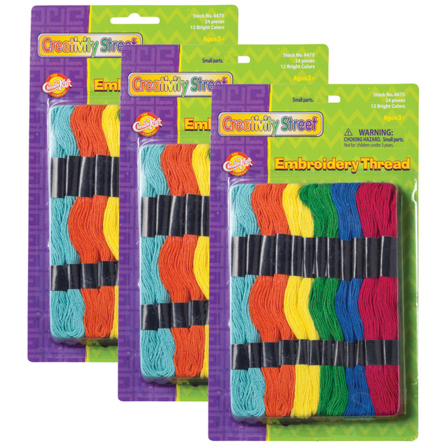 EDUCATORS RESOURCE PACAC6475-3 Creativity Street Embroidery Thread Skeins, Assorted Colors, 24 Skeins Per Pack, Set Of 3 Packs EDUCATORS RESOURCE PACAC6475-3 Creativity Street Embroidery Thread Skeins, Assorted Colors, 24 Skeins Per Pack, Set Of 3 Packs
