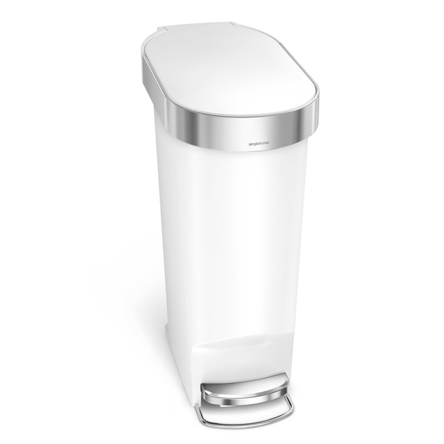 SIMPLEHUMAN LLC CW1392 simplehuman Slim Trash Can, 10.57 Gallons, White SIMPLEHUMAN LLC CW1392 simplehuman Slim Trash Can, 10.57 Gallons, White