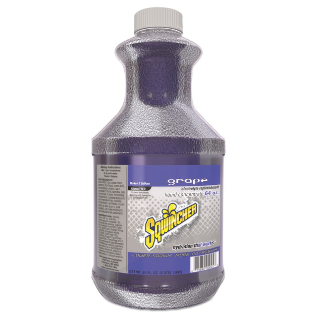 THE SQWINCHER CORPORATION 030322-GR Sqwincher ZERO Liquid Concentrate, Grape, 64 Oz, Case Of 6