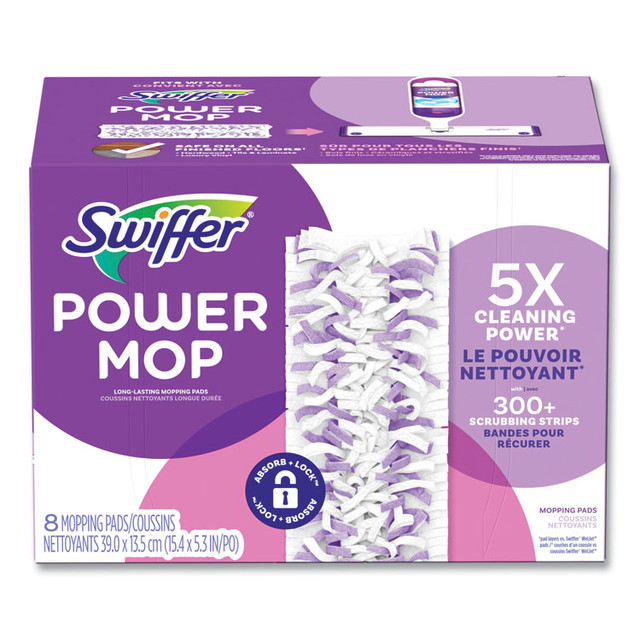 PROCTER & GAMBLE Swiffer® 08189 PowerMop Mopping Pads, 15.4 x 5.3, 8/Box, 2 Boxes/Carton