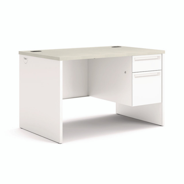 HON COMPANY 38251B9Q 38000 Series Right Pedestal Desk, 48" x 30" x 30", Light Gray/Silver