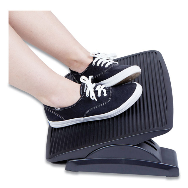 EMS MIND READER LLC FTLINEBLK Adjustable Height Ergonomic Footrest, 17.62w x 14d x 3.75h, Black