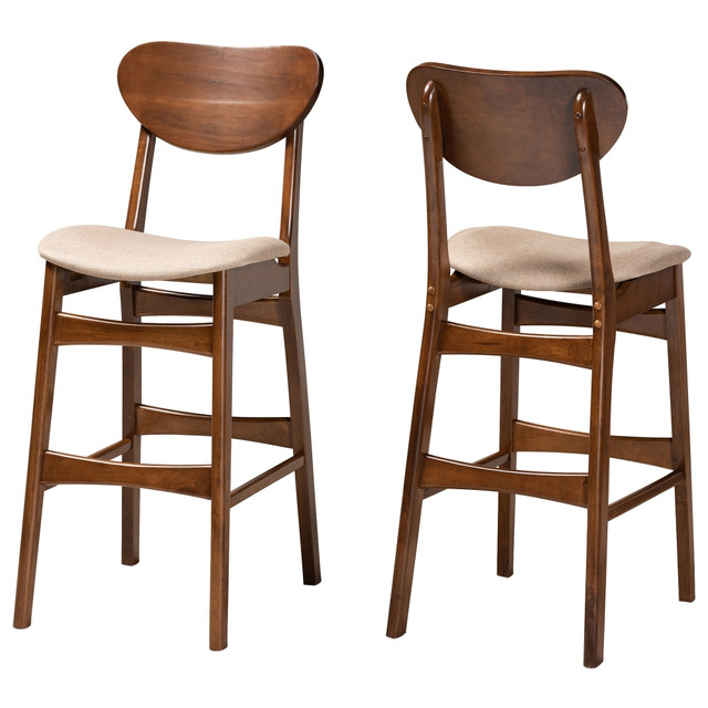 WHOLESALE INTERIORS, INC. 2721-11642 Baxton Studio Katya Bar Stools, Sand/Walnut Brown, Set Of 2 Stools