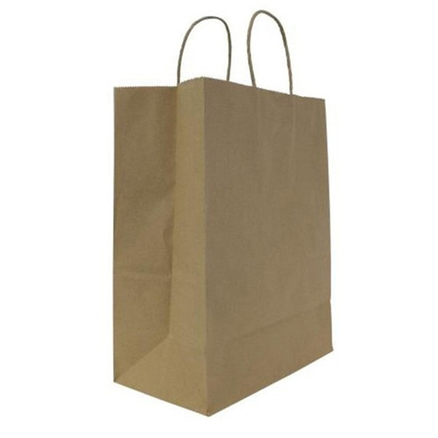 LOLLICUP USA, INC. FP-SB110 Karat Kraft Laguna Paper Shopping Bags, 13 3/8in x 5 3/8in x 9 1/2in, Brown, Case Of 250 Bags LOLLICUP USA, INC. FP-SB110 Karat Kraft Laguna Paper Shopping Bags, 13 3/8in x 5 3/8in x 9 1/2in, Brown, Case Of 250 Bags