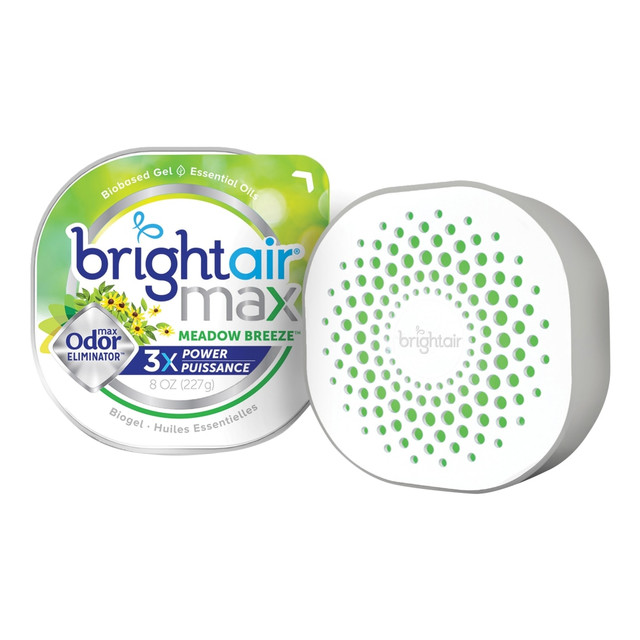BRIGHT AIR 900438 Max Scented Gel Odor Eliminator - Gel - 8 oz - Meadow Breeze - Odor Neutralizer, Phthalate-free, Paraben-free, BHT Free, Bio-based, Formaldehyde-free, NPE-free - 1 Each BRIGHT AIR 900438 Max Scented Gel Odor Eliminator - Gel - 8 oz - Meadow Breeze - Odor Neutralizer, Phthalate-free, Paraben-free, BHT Free, Bio-based, Formaldehyde-free, NPE-free - 1 Each