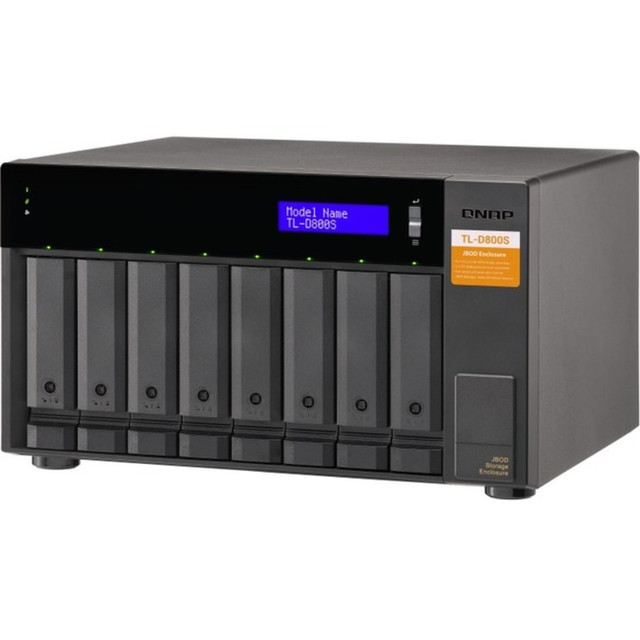 QNAP TL-D800S-US  TL-D800S Drive Enclosure SATA/600 - Mini-SAS Host Interface Tower - 8 x HDD Supported - 8 x SSD Supported - 8 x Total Bay - 8 x 2.5in/3.5in Bay