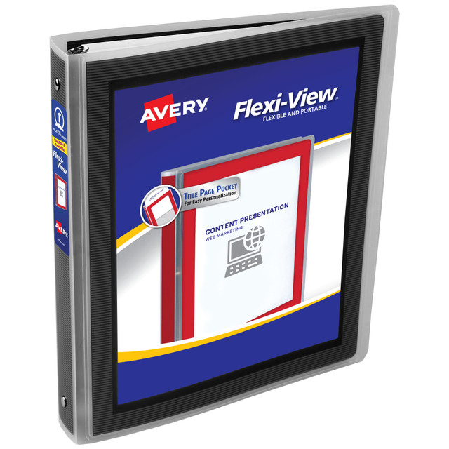 AVERY PRODUCTS CORPORATION Avery 17686  Flexi-View 3 Ring Binder, 1in Round Rings, Black, 1 Binder