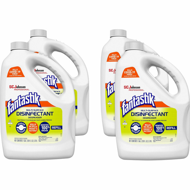 S.C. JOHNSON & SON, INC. 311930CT fantastik Disinfectant Degreaser - 128 fl oz (4 quart) - Fresh Scent - 4 / Carton - Disinfectant, Easy to Use, Rinse-free, Deodorize, Non-porous - White