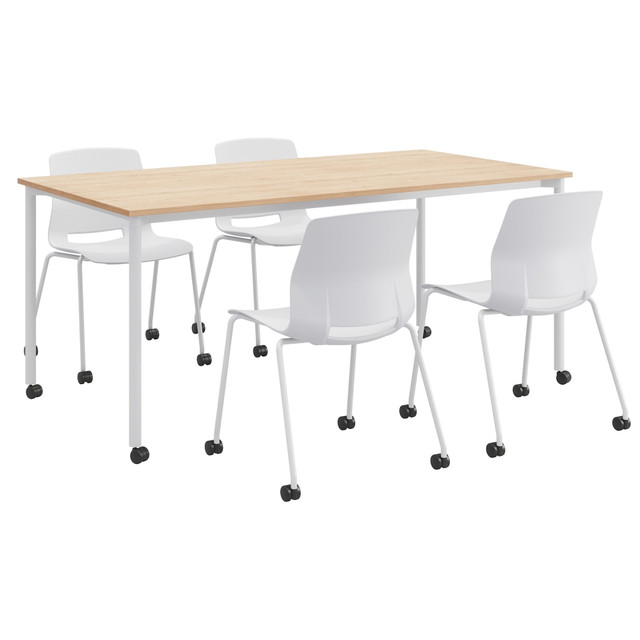 KENTUCKIANA FOAM INC KFI Studios 840031924100  Dailey Table And 4 Chairs, With Caster, Natural/White Table, White/Chairs