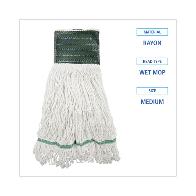 BOARDWALK SP200M14DZ Saddleback Loop End Rayon Mop Head, Rayon, Medium, 14 oz, White, Dozen