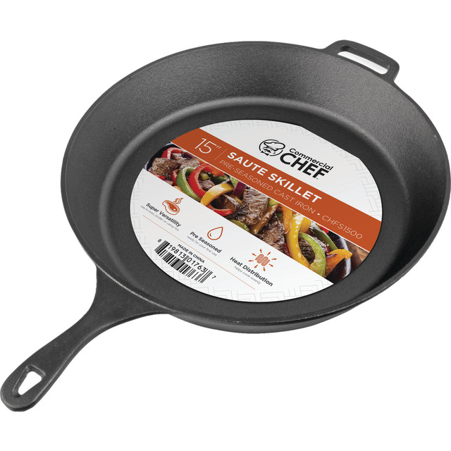 W APPLIANCE COMPANY LLC CHFS1500 Commercial Chef 15in Cast Iron Skillet, Black