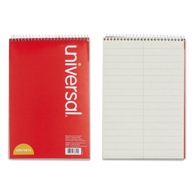 UNIVERSAL OFFICE PRODUCTS 76610 Universal Steno Book, 6in x 9in, Pitman Ruled, 60 Sheets, Red