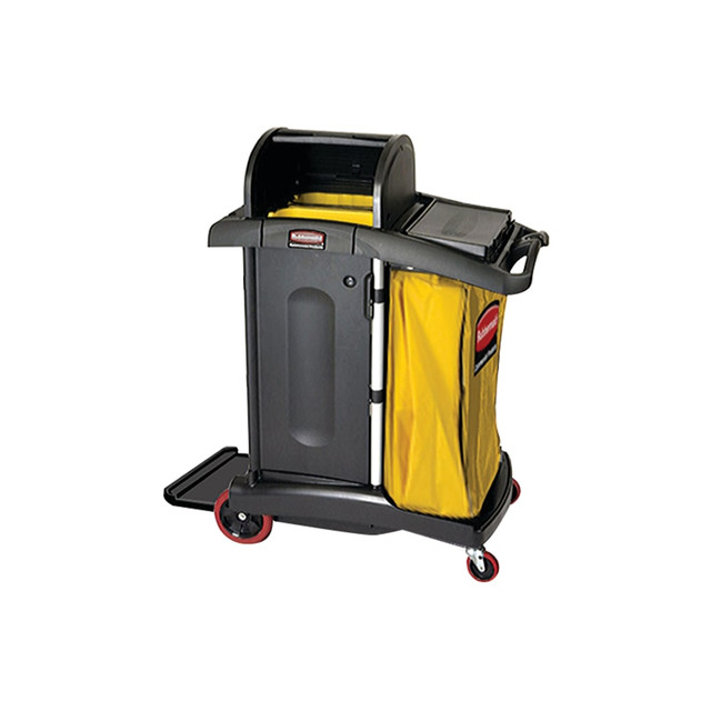 RUBBERMAID 9T7500  High-Security Healthcare Cleaning Cart, 53 1/2inH x 22inW x 48 1/4inD, Black