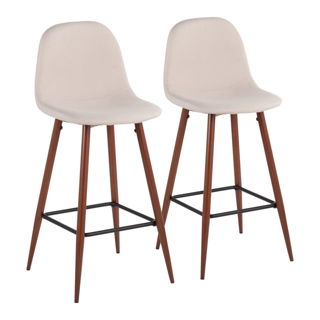 LUMISOURCE, LLC B30-PEB WLBG2 LumiSource Pebble Bar Stools, Beige/Walnut, Set Of 2 Stools