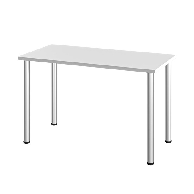 BESTAR INC. 65852-17 Bestar Universal 48inW Table Computer Desk With Round Metal Legs, White