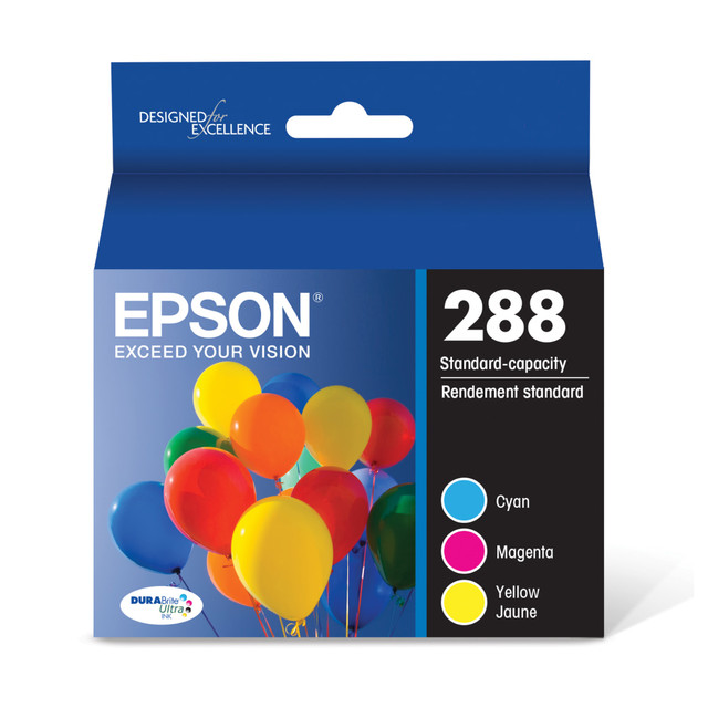 EPSON AMERICA INC. Epson T288520-S  288 DuraBrite Ultra Cyan, Magenta, Yellow Ink Cartridges, Pack Of 3, T288520-S