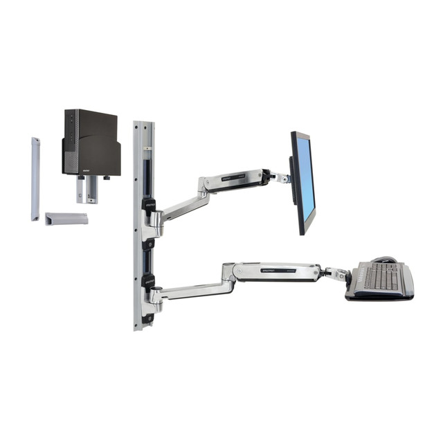 ERGOTRON 45-359-026  LX Sit-Stand Wall Mount System With CPU Holder, Black/Silver, 45-359-026
