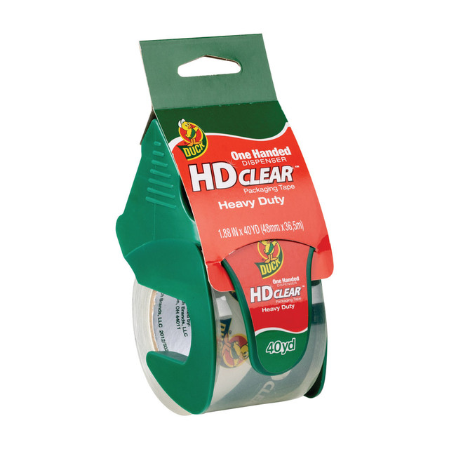 SHURTECH BRANDS, LLC 286125 Duck HD Clear Heavy-Duty Packaging Tape, With Dispenser, 1.88in x 40 Yd., Clear SHURTECH BRANDS, LLC 286125 Duck HD Clear Heavy-Duty Packaging Tape, With Dispenser, 1.88in x 40 Yd., Clear