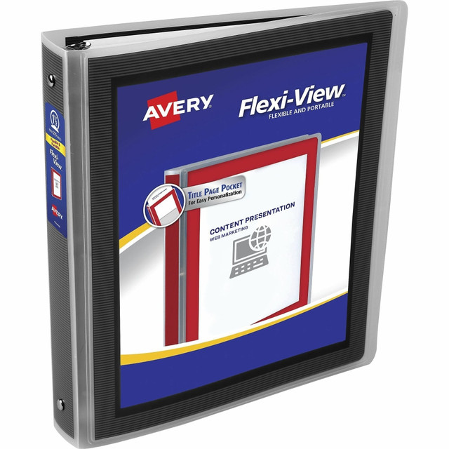 AVERY PRODUCTS CORPORATION Avery 17637  Flexi-View 3-Ring Binder, 1 1/2in Round Rings, Black