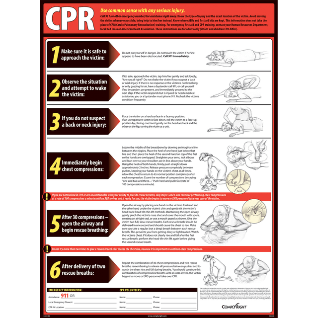TAX FORMS PRINTING, INC. WR0245 ComplyRight CPR Poster, 18in x 24in TAX FORMS PRINTING, INC. WR0245 ComplyRight CPR Poster, 18in x 24in