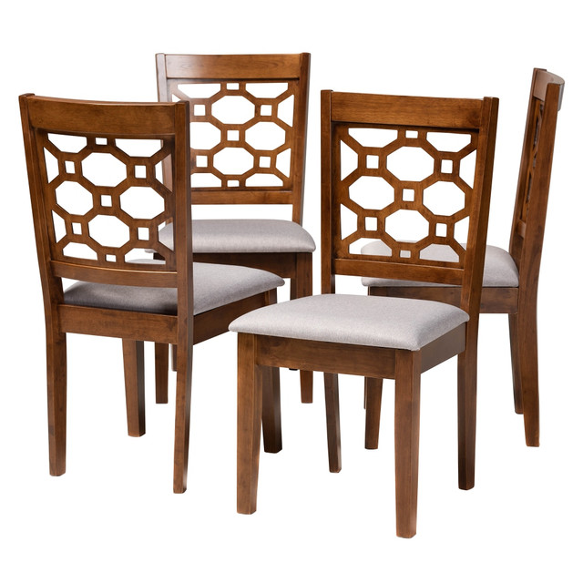 WHOLESALE INTERIORS, INC. 2721-10951 Baxton Studio Peter Dining Chairs, Gray/Walnut Brown, Set Of 4 Chairs