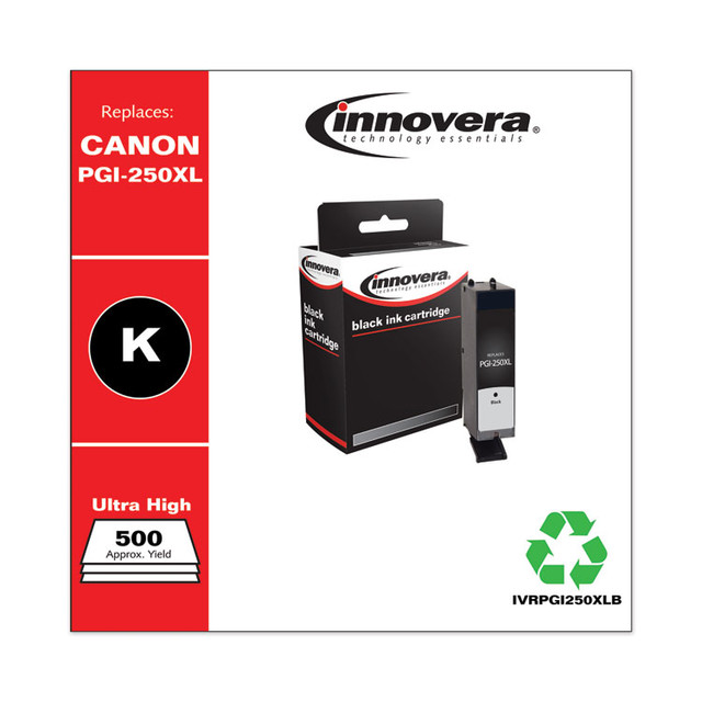 INNOVERA PGI250XLB Remanufactured Black High-Yield Ink, Replacement for PGI-250XL (6432B001), 500 Page-Yield
