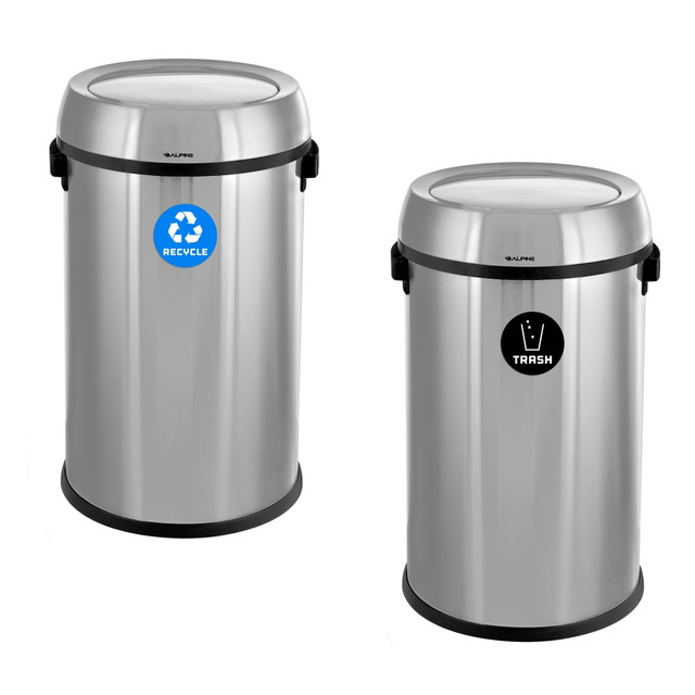 ADIR CORP. ALP470-65L-1-R-T Alpine Industries Stainless Steel Indoor Recycling Receptacle And Trash Compost With Swivel Lid, 17 Gallons, Silver