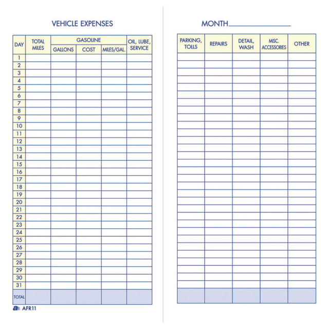TOPS BUSINESS FORMS Adams AFR11  Vehicle Expense Book