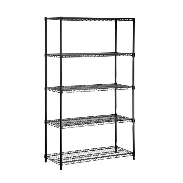 HONEY-CAN-DO INTERNATIONAL, LLC Honey Can Do SHF-01440 Honey-can-do SHF-01440 Industrial 5-Tier Adjustable Storage Shelving Unit, Black - 5 Tier(s) - 72in Height x 18in Width42in Length - Floor - Durable, Sturdy, Rust Resistant, Adjustable Shelf, Hea