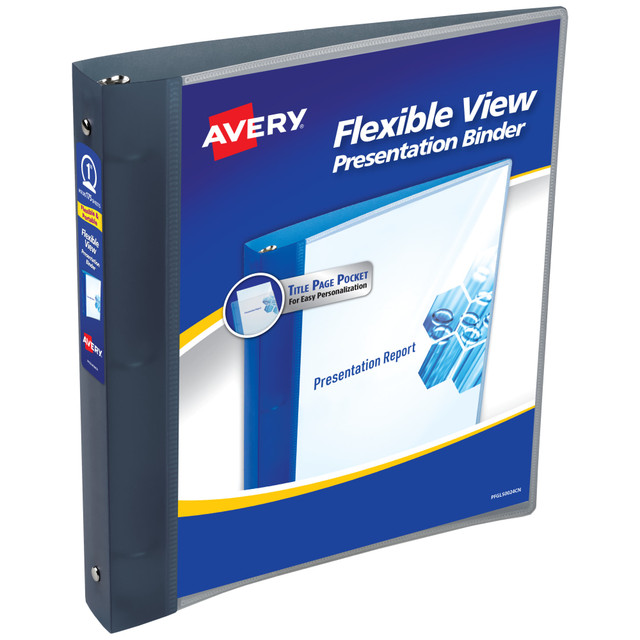 AVERY PRODUCTS CORPORATION 17676 Avery Flexible View 3 Ring Binder, 1in Round Rings, Gray, 1 Binder AVERY PRODUCTS CORPORATION 17676 Avery Flexible View 3 Ring Binder, 1in Round Rings, Gray, 1 Binder