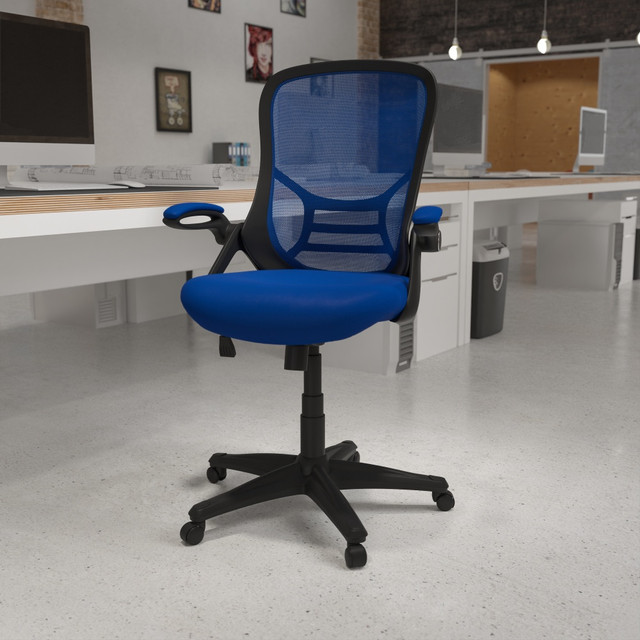 FLASH FURNITURE HL00161BKBL Porter Ergonomic Mesh High-Back Office Chair, Blue FLASH FURNITURE HL00161BKBL Porter Ergonomic Mesh High-Back Office Chair, Blue