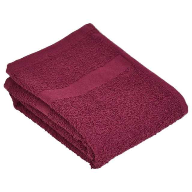 R&R TEXTILE MILLS INC 71626-12 Valu Hand Towels, 16in x 27in, Burgundy, Pack Of 12 Towels