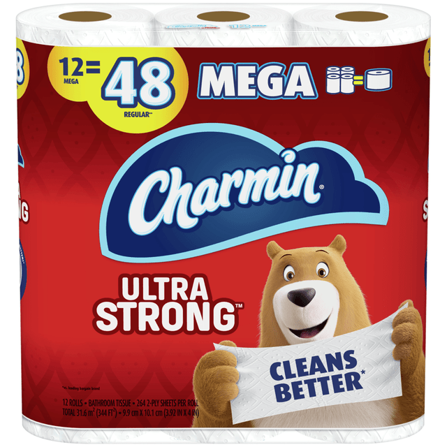 THE PROCTER & GAMBLE COMPANY Charmin 000000075321  Ultra Strong 2-Ply Toilet Paper Mega Rolls, 286 Sheets Per Roll, Case Of 12 Rolls