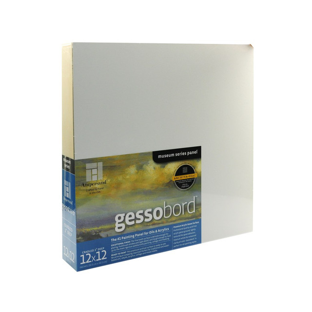 AMPERSAND ART SUPPLY, INC. GBWC122 Ampersand Deep Cradle Gessobord, 12in x 12in, White AMPERSAND ART SUPPLY, INC. GBWC122 Ampersand Deep Cradle Gessobord, 12in x 12in, White